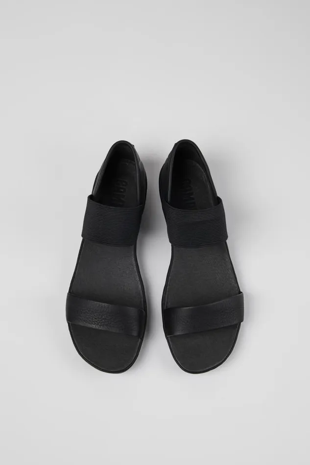 Flat Shoes Women Camper Right Black Leather Sandal
