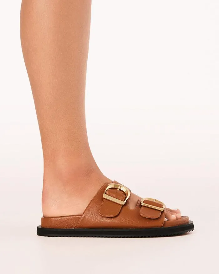 Flats Billini Sandals and Slides TAYO DARK TAN