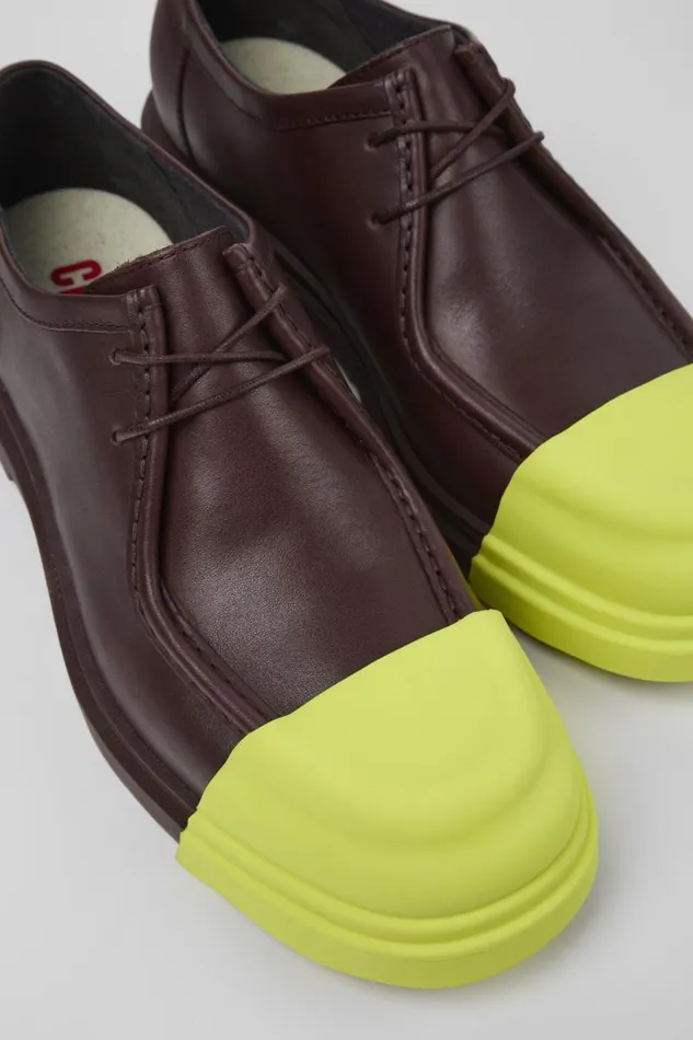 Formal Shoes Women Camper Junction Burgundy Leather Shoes