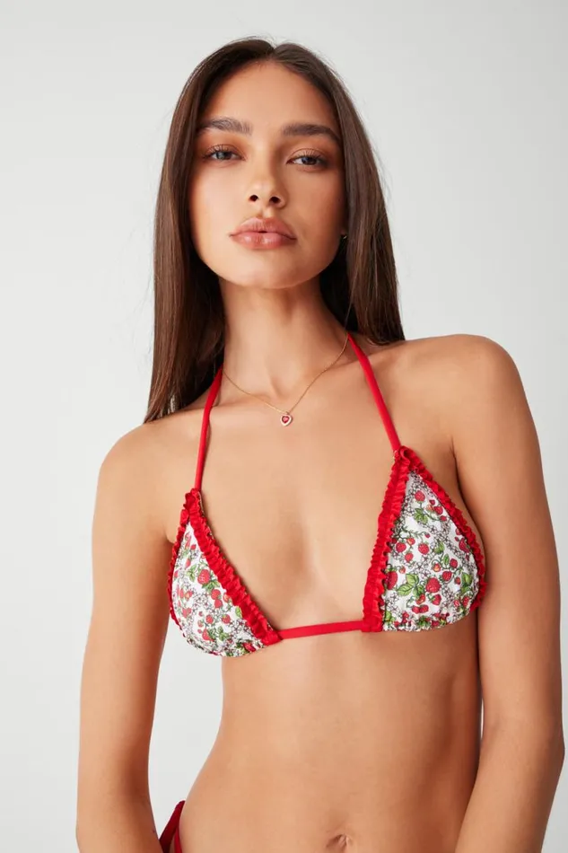 Frankies Bikinis Bikinis Women Nick Triangle Halter Bikini Top Berry In Love