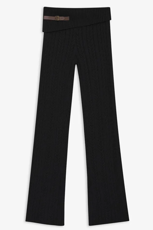 Frankies Bikinis Cloud Knits Women Fleur Cable Cloud Knit Pant Black