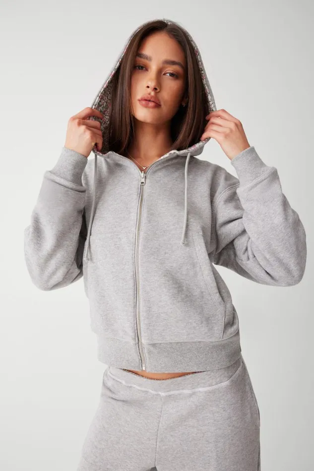 Frankies Bikinis Matching Sets Women Casper Zip Up Hoodie Heather Grey Baby Blanket