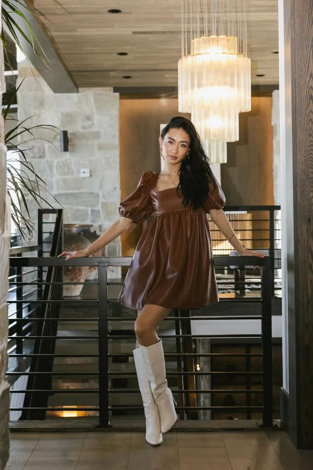 Freya Babydoll Dress Brown Women Bohme Dresses