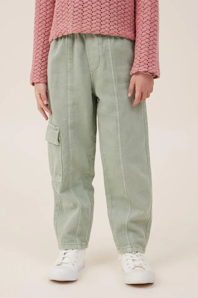 Girls 214 Leggings Pants and Jeans Cotton On Katie Cargo Pant Deep Sage