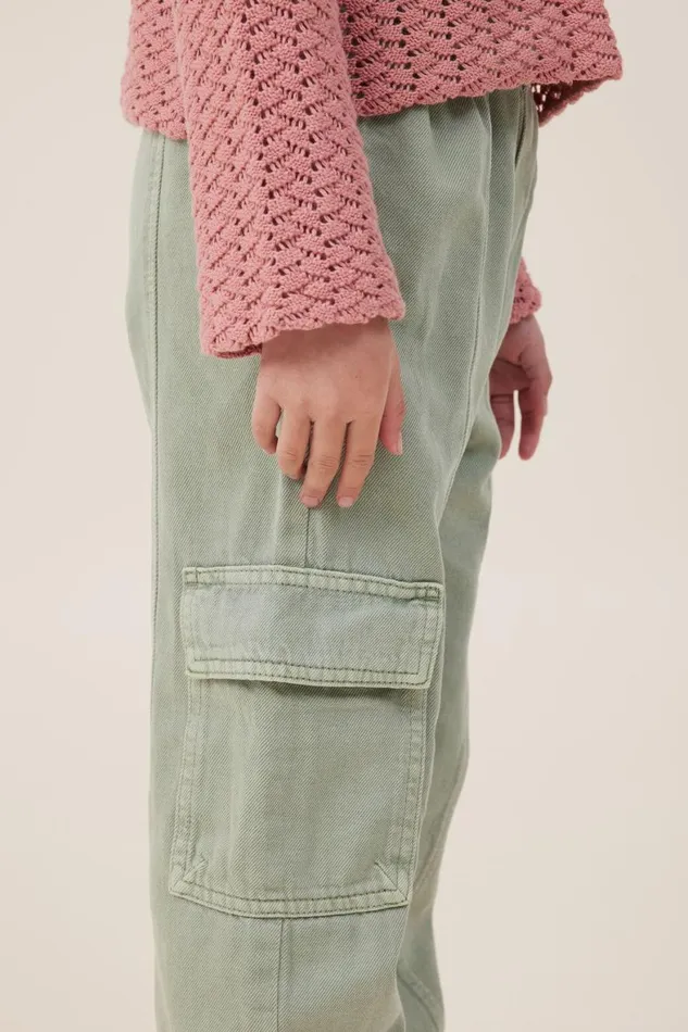 Girls 214 Leggings Pants and Jeans Cotton On Katie Cargo Pant Deep Sage