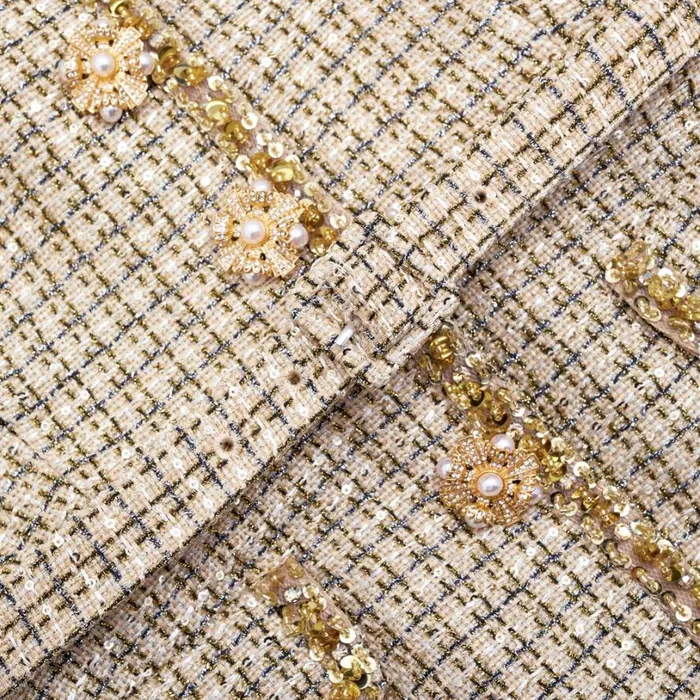 Gold Boucle Peplum Top Women Self Portrait Tops Gold Boucle Peplum Top Women Self Portrait Tops