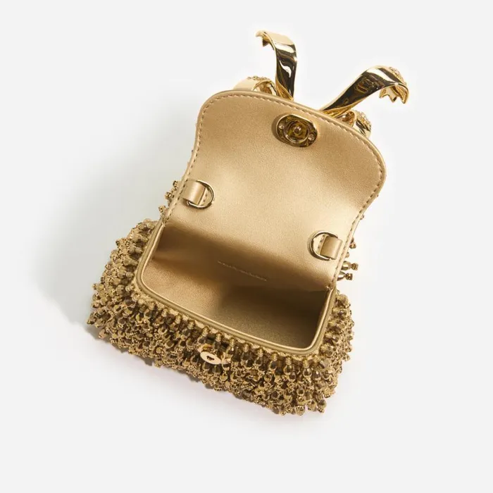 Gold Crystal Embroidery Micro Bag Women Self Portrait Micro Gold Crystal Embroidery Micro Bag Women Self Portrait Micro