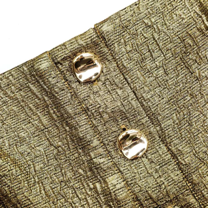 Gold Metallic Jacquard Crop Top Women Self Portrait Tops