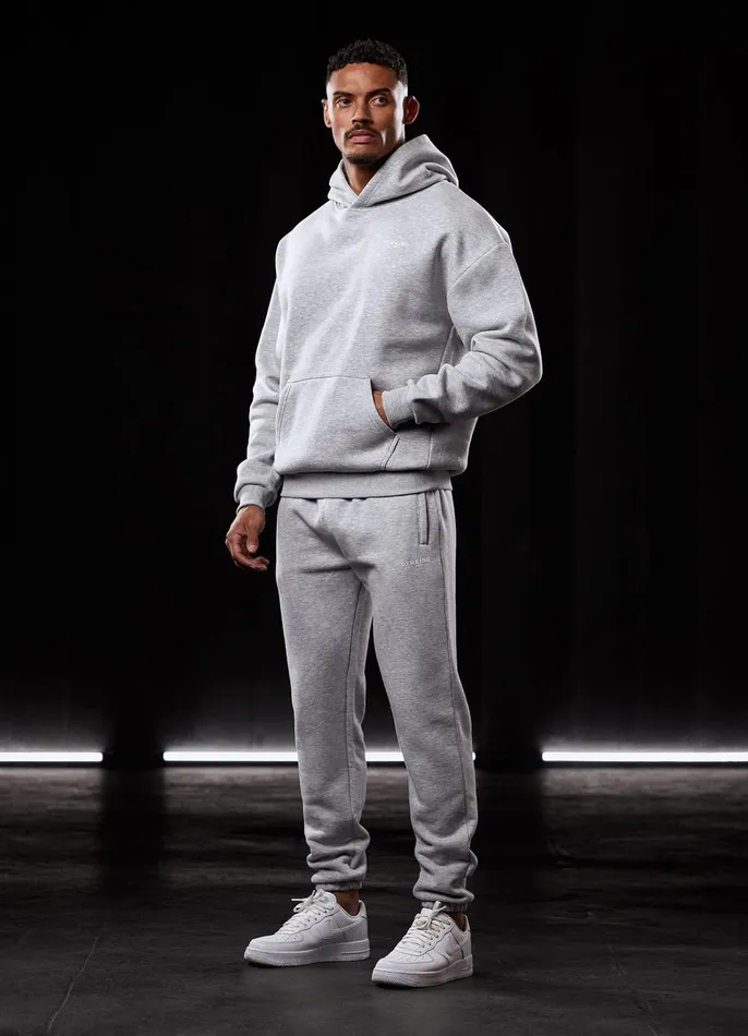 Gym King Sweatshirts and Hoodies Men Established Hood 8211 Light Grey Marl