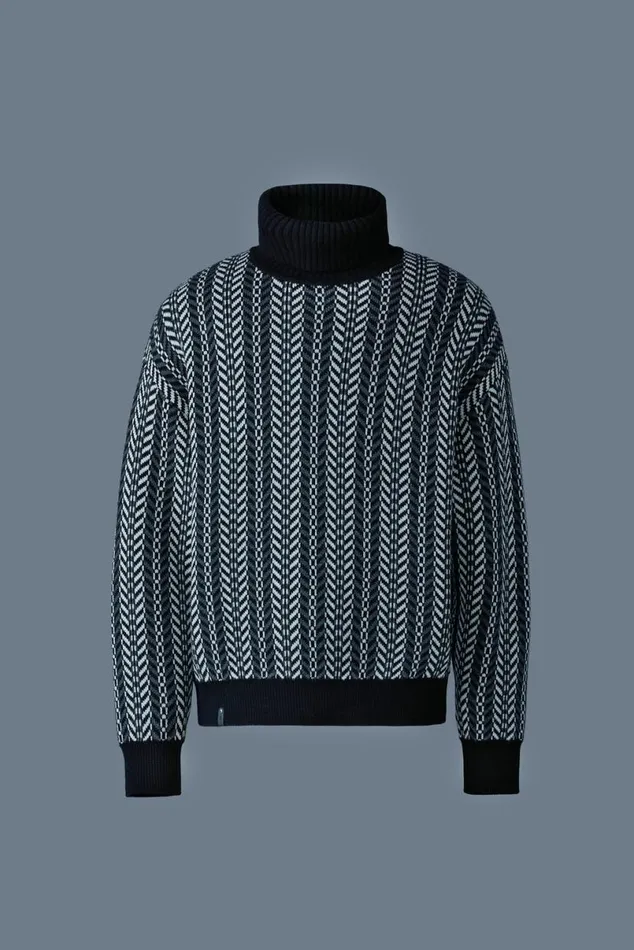 Hoodies and Tops Men Mackage ASTORCK Jacquard Chainknit Wool Sweater Carbon