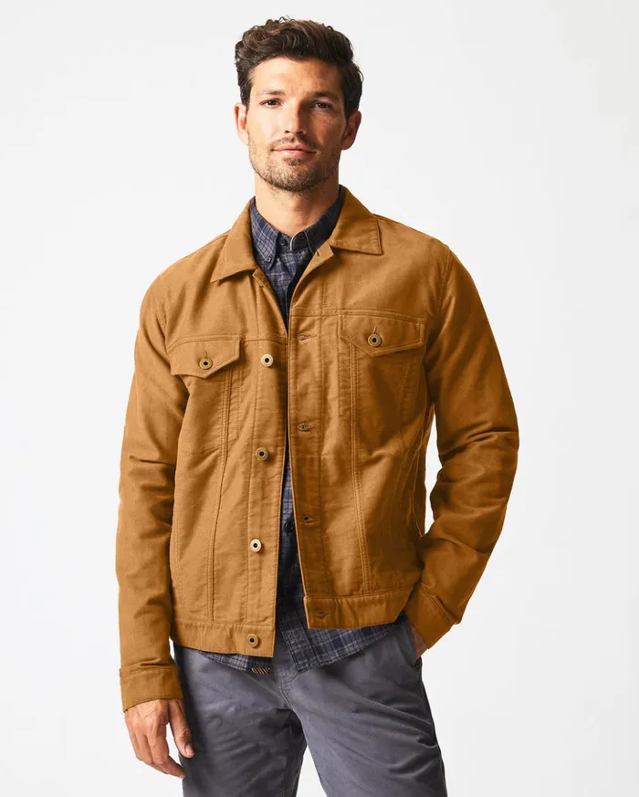 Jackets and Outerwear Men Billy Reid Moleskin Tupelo Trucker Jacket Tobacco