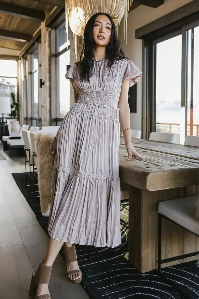 Julianne Pleated Dress In Mauve Mauve Women Bohme Dresses