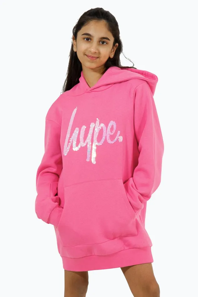 Just Hype Hoodies and Pullovers Hype Girls Pink Leopard Hoodie Dress