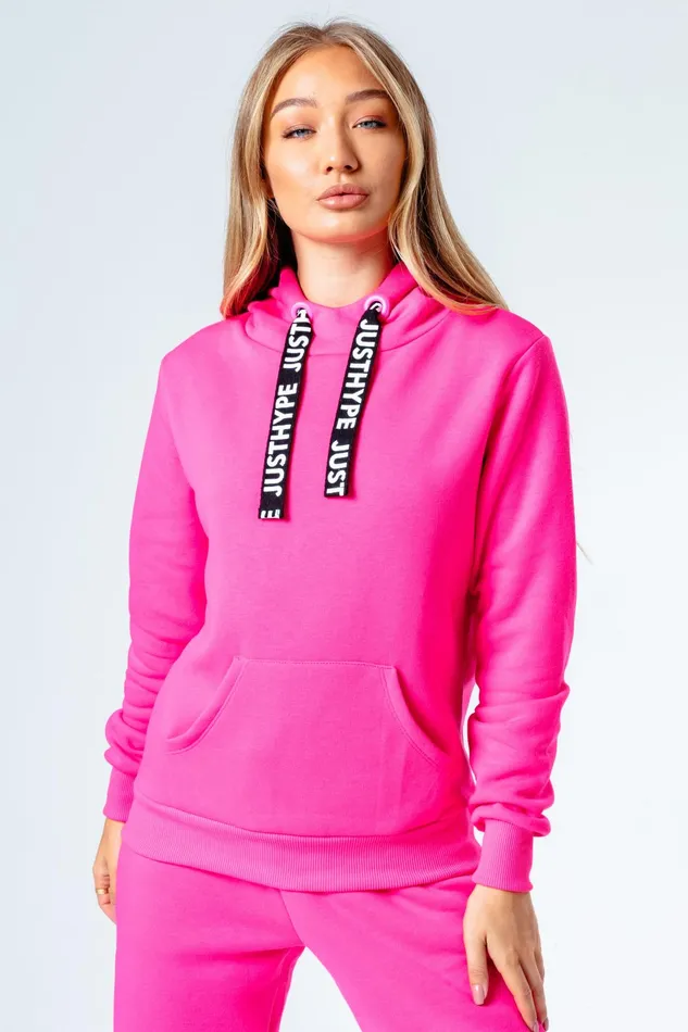 Just Hype Hoodies and Sweatshirts Hype Hot Pink Drawcord Women039S Pullover Hoodie
