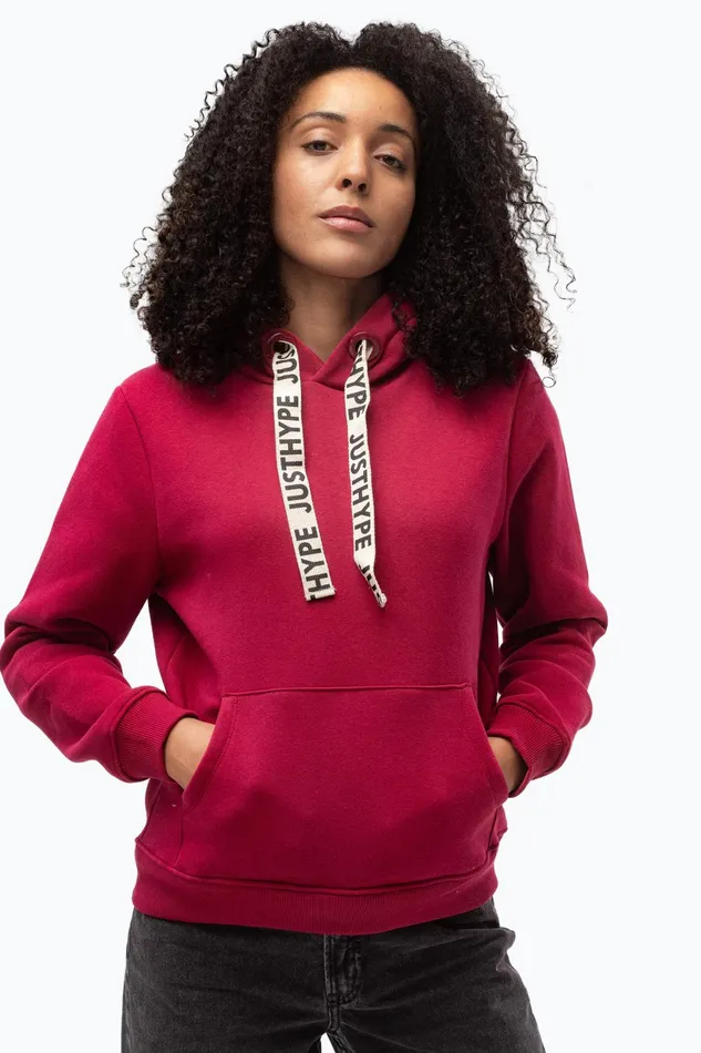 Just Hype Hoodies and Sweatshirts Hype Womens Burgundy Drawstring Hoodie