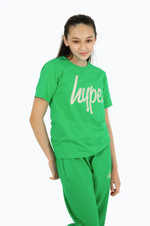 Just Hype TShirts Hype Girls Green Script TShirt