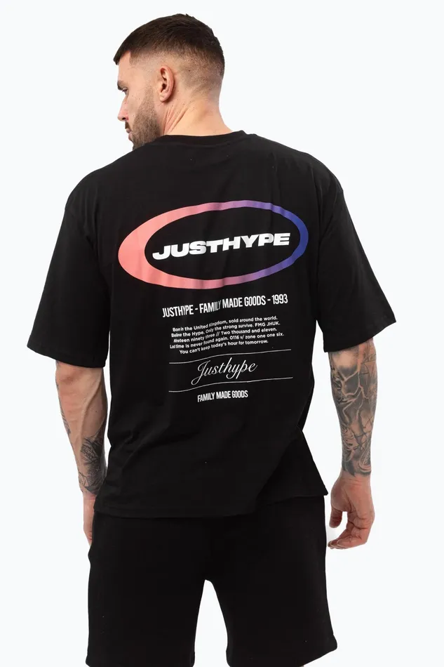 Just Hype TShirts Justhype Mens Black Oval TShirt
