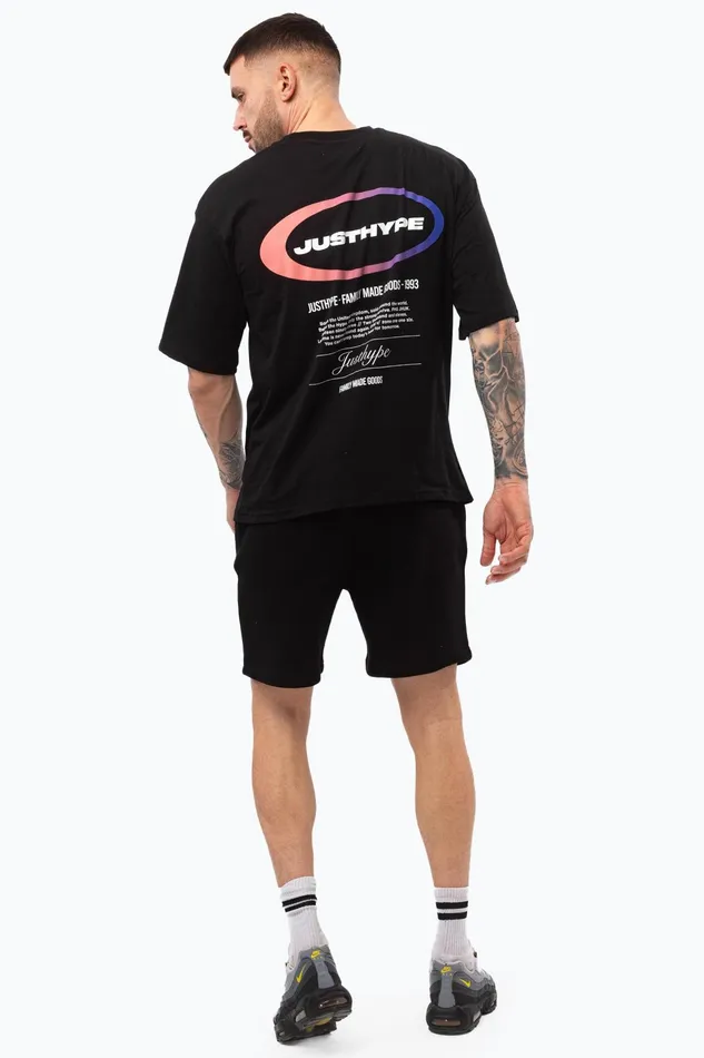 Just Hype TShirts Justhype Mens Black Oval TShirt