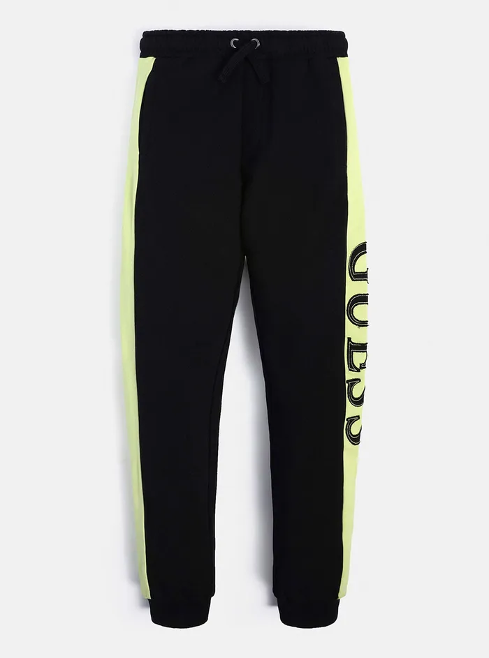 Kids Big Boy GUESS Black Yellow Logo Active Pants 716