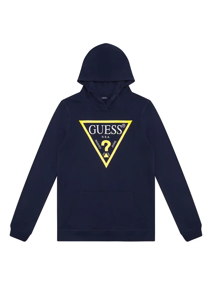 Kids Big Boy GUESS Eco Blue Fleece Logo Hoodie 716