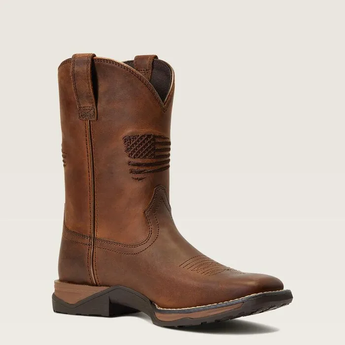 Kids Big Kids039 Footwear Ariat Anthem Patriot Western Boot Distressed Brown
