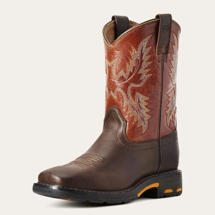 Kids Big Kids039 Footwear Ariat WorkHog Wide Square Toe Boot Dark Earth