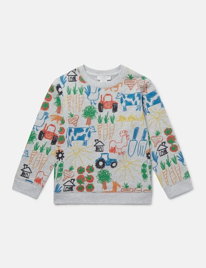 Kids Farmyard Print Sweatshirt Multicolour Stella McCartney TShirts And Sweatshirt