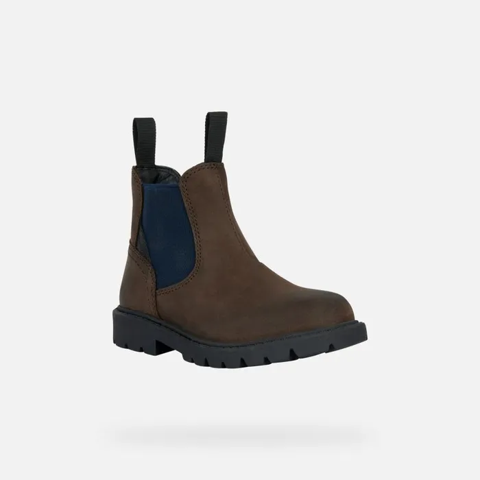 Kids Geox Ankle Boots SHAYLAX A Chelsea Boots Chestnut Kids UPPER CASUAL Brownnavy