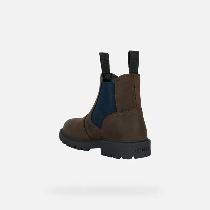 Kids Geox Ankle Boots SHAYLAX A Chelsea Boots Chestnut Kids UPPER CASUAL Brownnavy