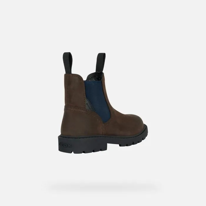 Kids Geox Ankle Boots SHAYLAX A Chelsea Boots Chestnut Kids UPPER CASUAL Brownnavy