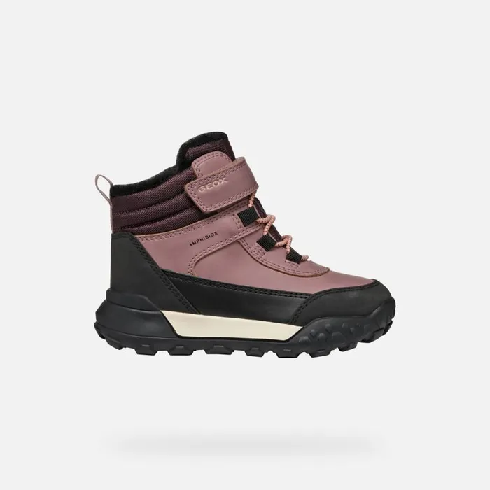 Kids Geox Ankle Boots TREKKYUP ABX JUNIOR Dark Rose Mid Calf Boots Dark Rose
