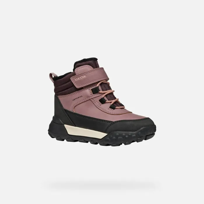 Kids Geox Ankle Boots TREKKYUP ABX JUNIOR Dark Rose Mid Calf Boots Dark Rose