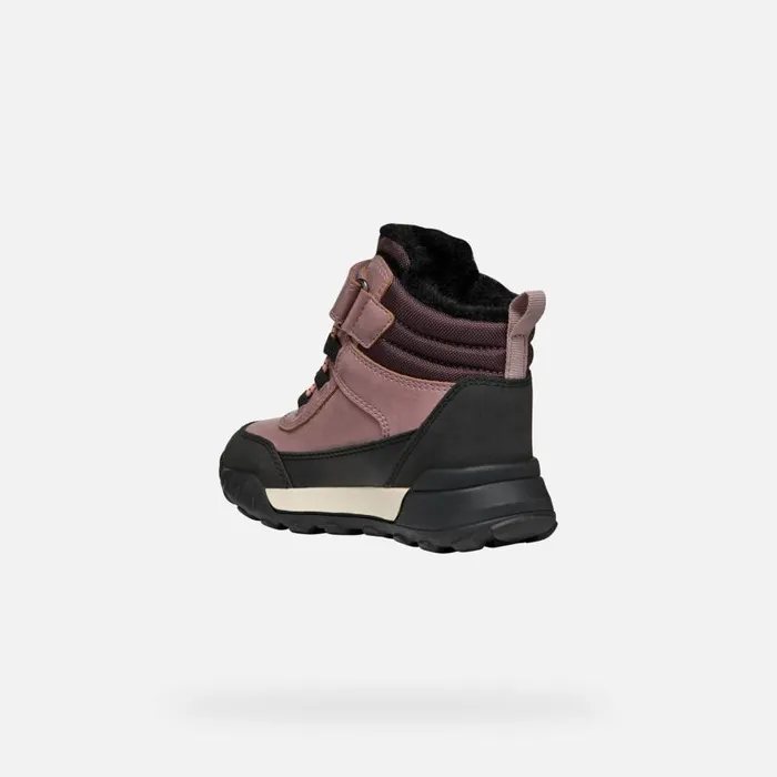 Kids Geox Ankle Boots TREKKYUP ABX JUNIOR Dark Rose Mid Calf Boots Dark Rose