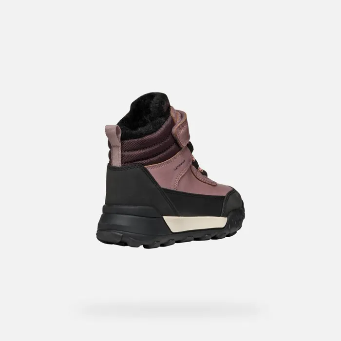 Kids Geox Ankle Boots TREKKYUP ABX JUNIOR Dark Rose Mid Calf Boots Dark Rose