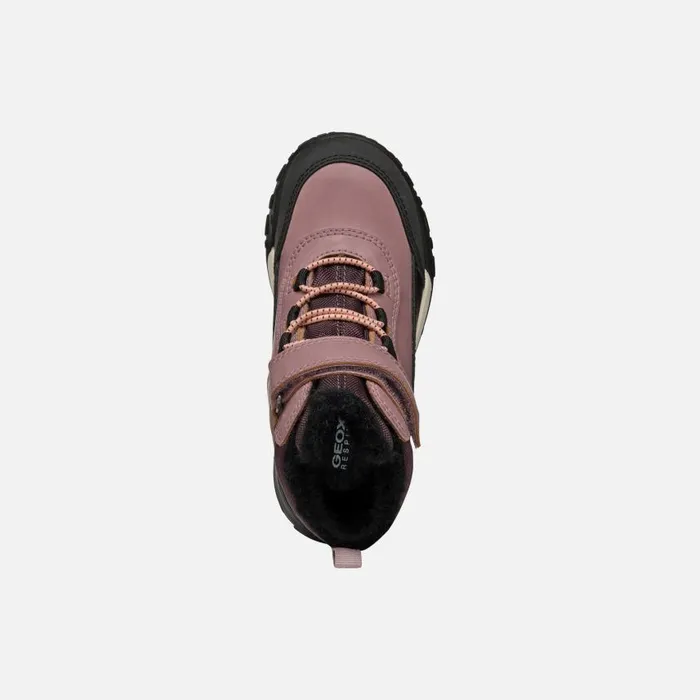 Kids Geox Ankle Boots TREKKYUP ABX JUNIOR Dark Rose Mid Calf Boots Dark Rose