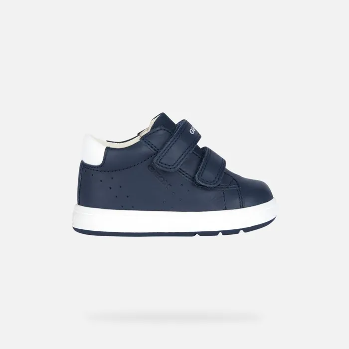 Kids Geox First Steps BIGLIA Baby039s Navy Sneakers With Straps Geox Navyblue