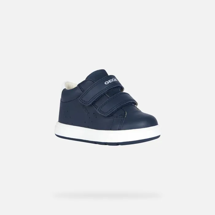 Kids Geox First Steps BIGLIA Baby039s Navy Sneakers With Straps Geox Navyblue