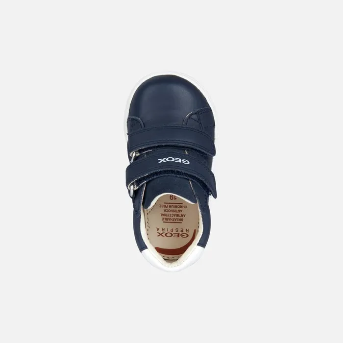 Kids Geox First Steps BIGLIA Baby039s Navy Sneakers With Straps Geox Navyblue