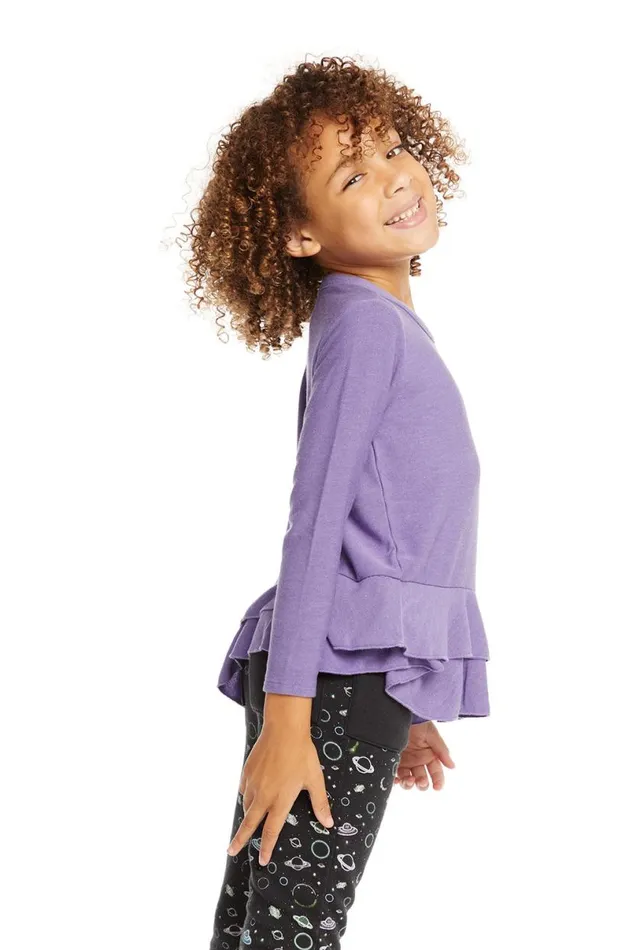 Kids Girls Chaser Brand Veronica Purple Long Sleeve Tee