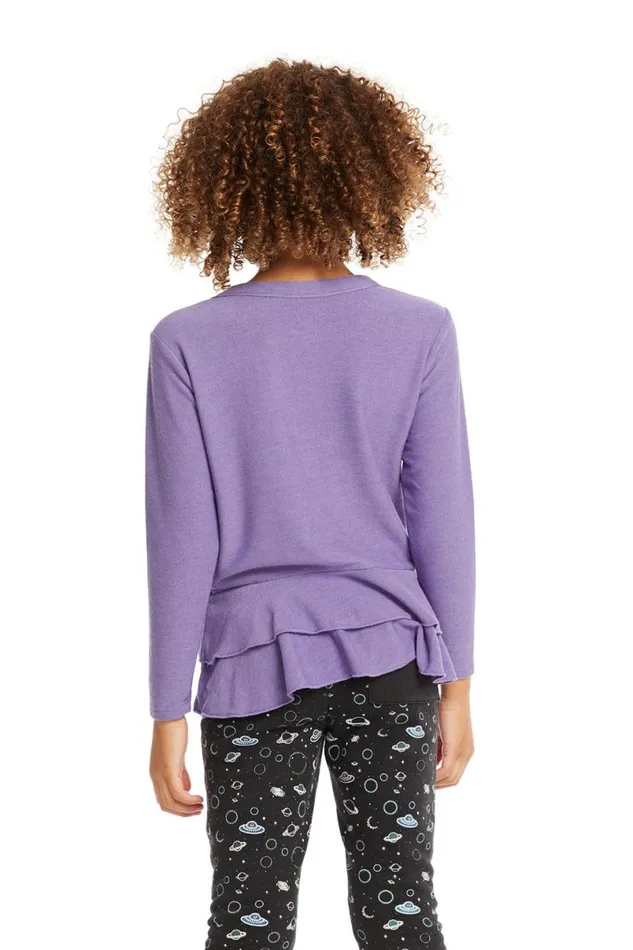 Kids Girls Chaser Brand Veronica Purple Long Sleeve Tee