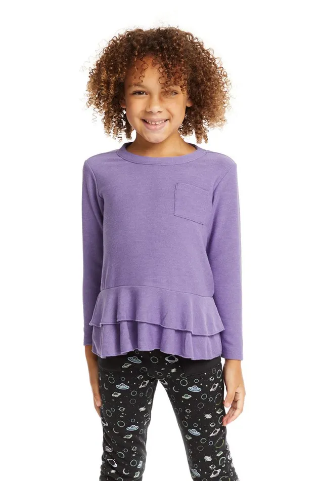 Kids Girls Chaser Brand Veronica Purple Long Sleeve Tee