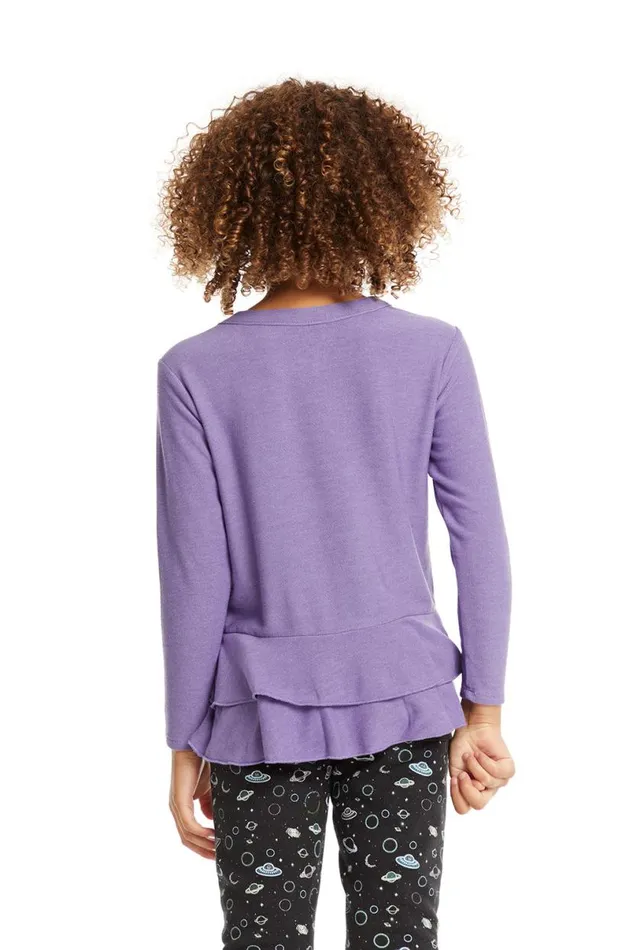 Kids Girls Chaser Brand Veronica Purple Long Sleeve Tee