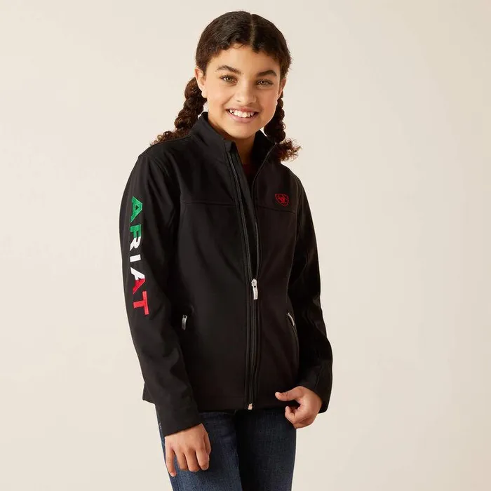 Kids Jackets and Vests Ariat New Team Softshell Brand Jacket Mex Black
