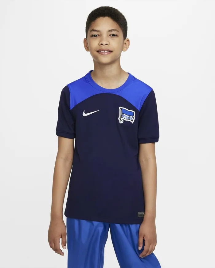 Kids Nike All Clothing Hertha BSC 202223 Stadium Away Blackened Bluehyper Royalwhite