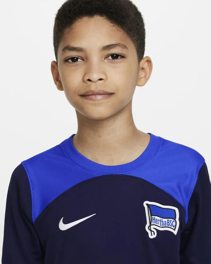 Kids Nike All Clothing Hertha BSC 202223 Stadium Away Blackened Bluehyper Royalwhite