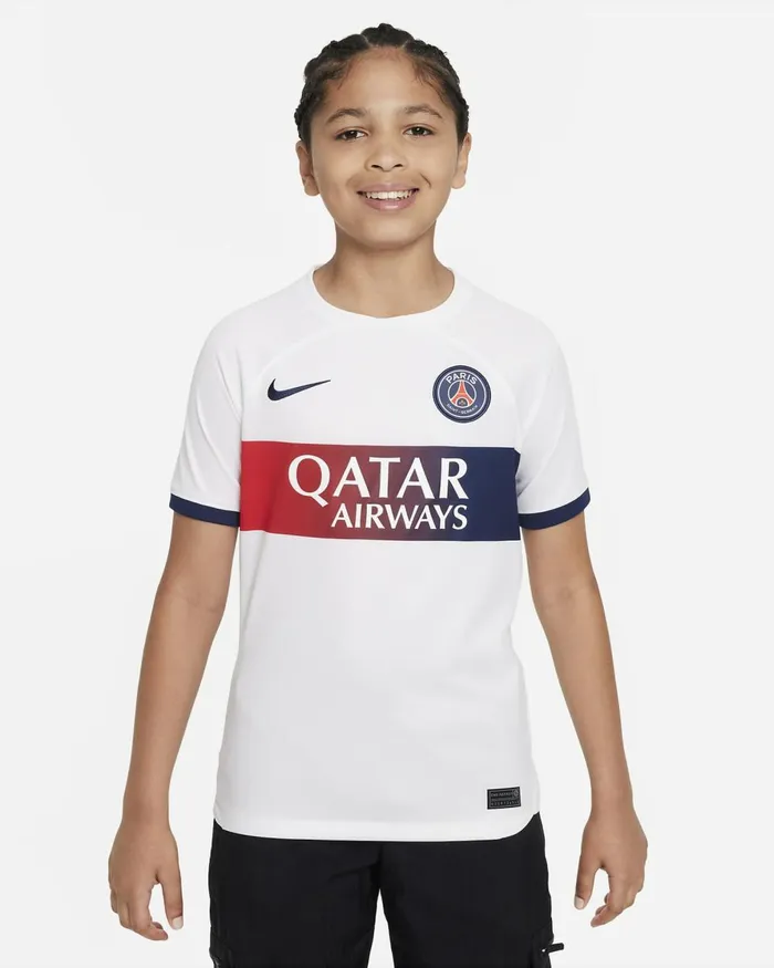 Kids Nike All Clothing Paris SaintGermain 202324 Stadium Away Whitemidnight Navymidnight Navy