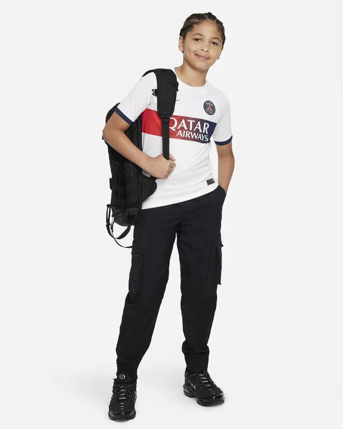 Kids Nike All Clothing Paris SaintGermain 202324 Stadium Away Whitemidnight Navymidnight Navy
