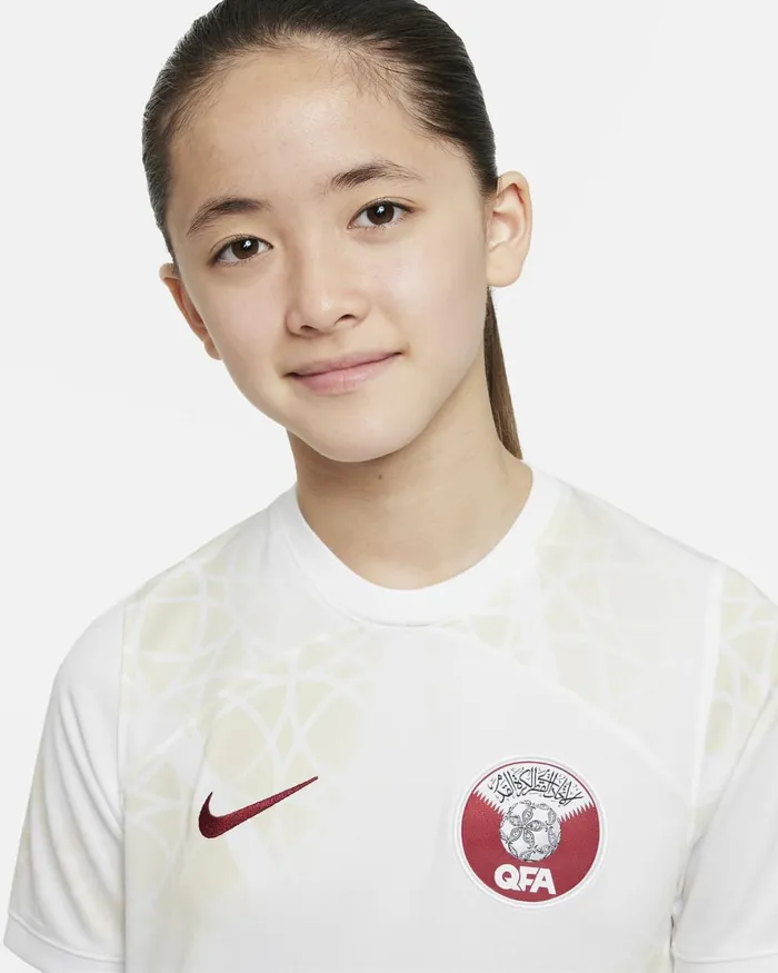 Kids Nike All Clothing Qatar 202223 Stadium Away Whitebeachdesert Maroon