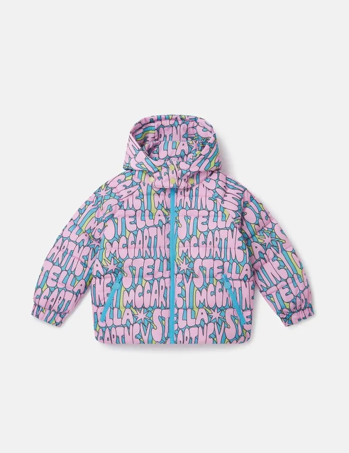 Kids Stella Print Puffer Coat Multi Mix Stella McCartney Outerwear