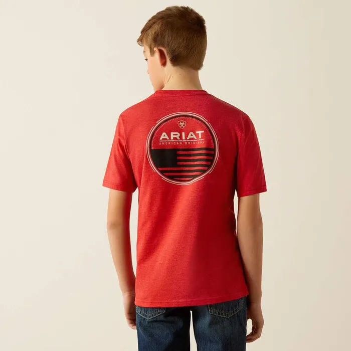 Kids TShirts and Polos Ariat Ariat Original Flag Scope TShirt Red Heather